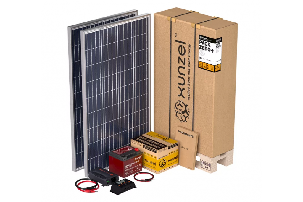 Kit Solar 2 paneles 120W, inversor 400W, batería Li 512Wh, hasta 1080Wh/d